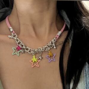 Pink starry necklace